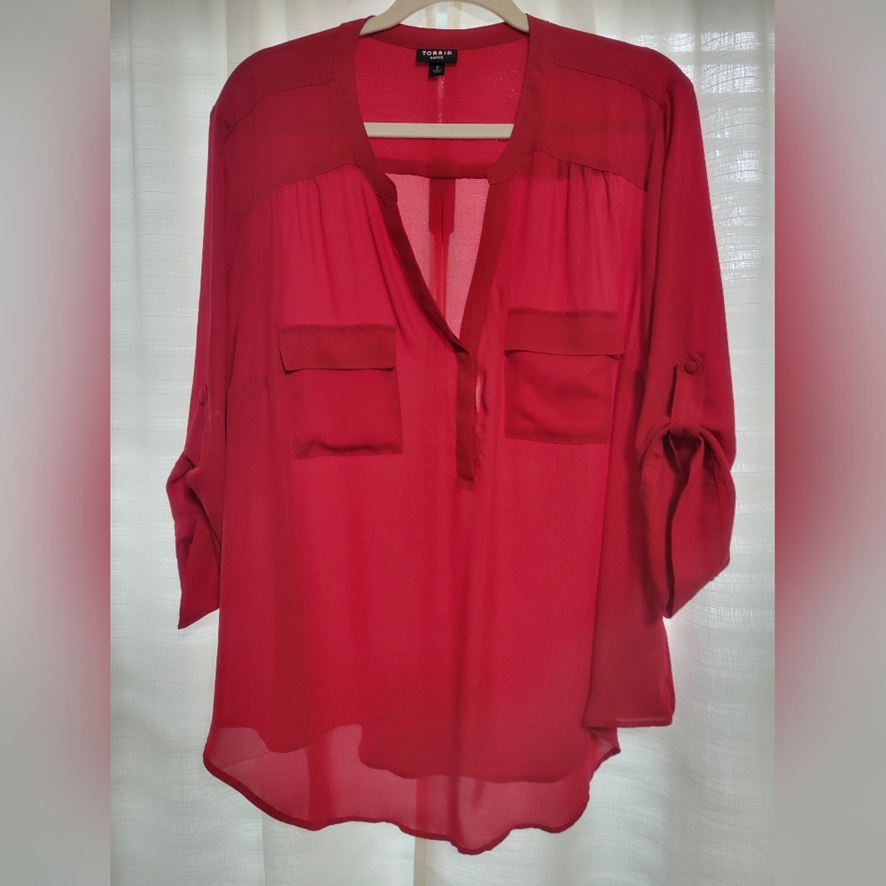 Red Torrid Harper blouse, size 2